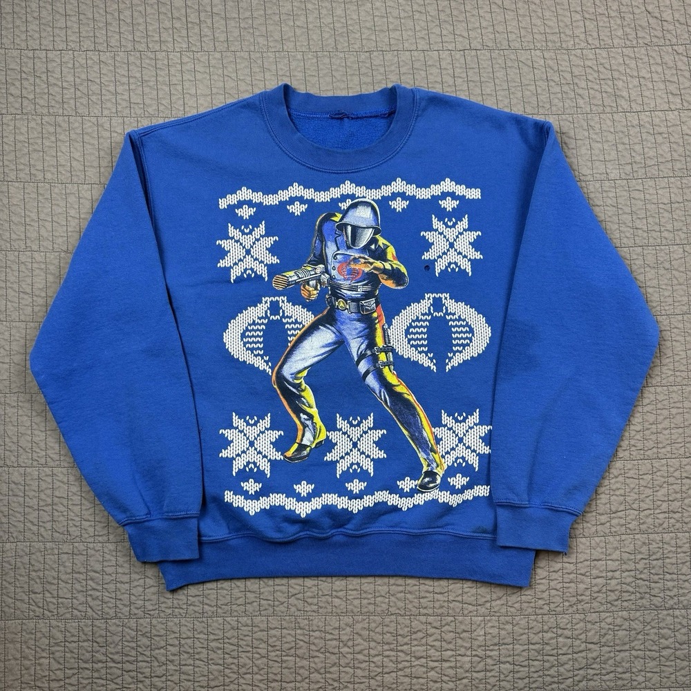 Vintage GI Joe Crewneck Sweatshirt Men‎ Small Blue Cobra Commander Sweater